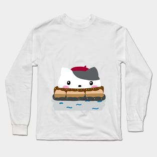 Donut swim ring and cat Long Sleeve T-Shirt